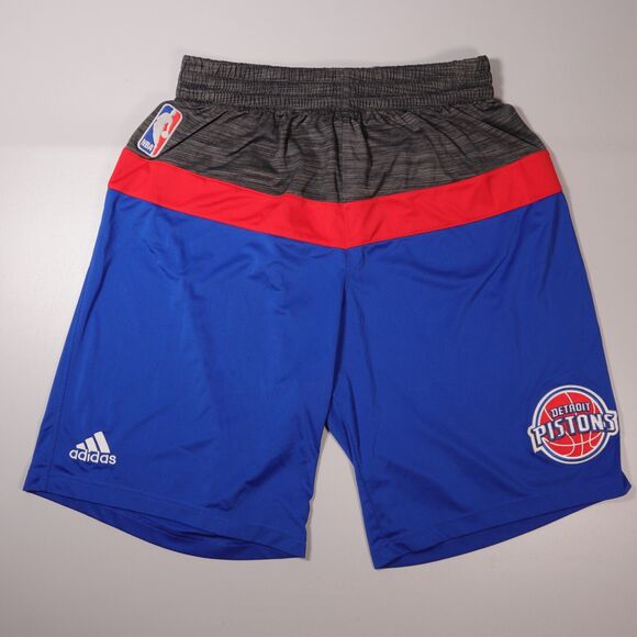 Adidas Detroit Pistons NBA TEAM ISSUED Blue gray shorts Men's Large +2 Length - Picture 1 of 10